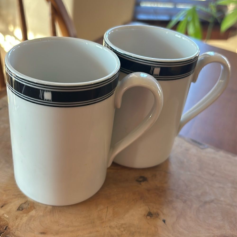 Set of 2 Dansk Ceylon Blue Coffee Mugs